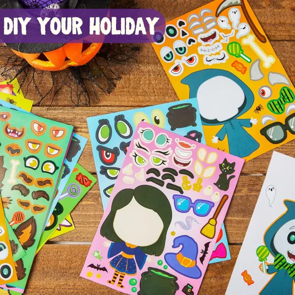 JOYIN 36 Pcs Halloween Make a Face Stickers for Kids Halloween Crafts Party Supplies Halloween Party Favor Funny Stickers with 9 Designs Halloween Games Classroom Art Activities Goodies TreatsFunny Stickers