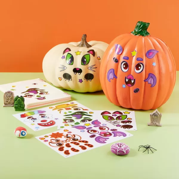 JOYIN 36 Pcs Halloween Pumpkin Face Stickers Halloween Party Favor Craft for Kids Halloween Party Supplies Pumpkin Decorating Sticker for Jack O Lantern with 18 Designs Classroom Activities Game