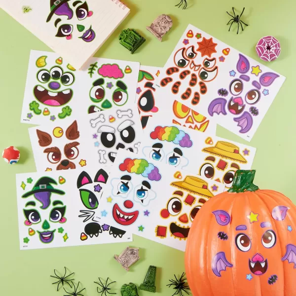 JOYIN 36 Pcs Halloween Pumpkin Face Stickers Halloween Party Favor Craft for Kids Halloween Party Supplies Pumpkin Decorating Sticker for Jack O Lantern with 18 Designs Classroom Activities Game
