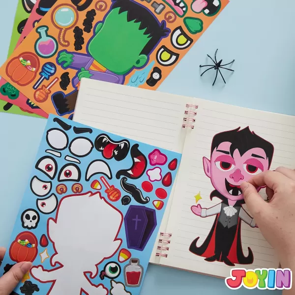 JOYIN 48 Pcs Halloween Pumpkin Stickers for Kids Halloween Party Favor Craft Party Supplies Funny Sticker Sheets with Different Pumpkin Design Classroom Activities Party Games Goodies Treat GiftsFace Stickers