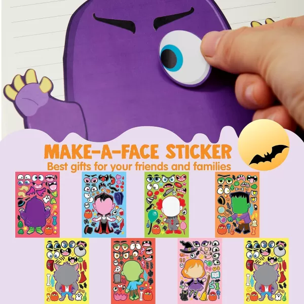 JOYIN 48 Pcs Halloween Pumpkin Stickers for Kids Halloween Party Favor Craft Party Supplies Funny Sticker Sheets with Different Pumpkin Design Classroom Activities Party Games Goodies Treat GiftsFace Stickers