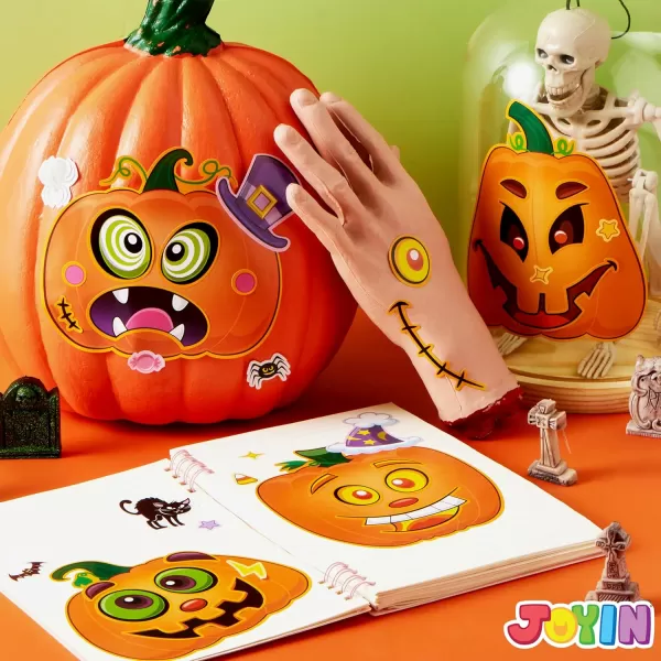 JOYIN 48 Pcs Halloween Pumpkin Stickers for Kids Halloween Party Favor Craft Party Supplies Funny Sticker Sheets with Different Pumpkin Design Classroom Activities Party Games Goodies Treat GiftsPumpkin Stickers