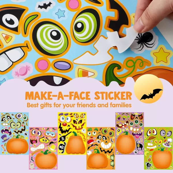 JOYIN 48 Pcs Halloween Pumpkin Stickers for Kids Halloween Party Favor Craft Party Supplies Funny Sticker Sheets with Different Pumpkin Design Classroom Activities Party Games Goodies Treat GiftsPumpkin Stickers