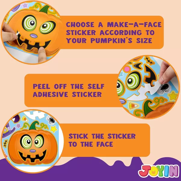 JOYIN 48 Pcs Halloween Pumpkin Stickers for Kids Halloween Party Favor Craft Party Supplies Funny Sticker Sheets with Different Pumpkin Design Classroom Activities Party Games Goodies Treat GiftsPumpkin Stickers