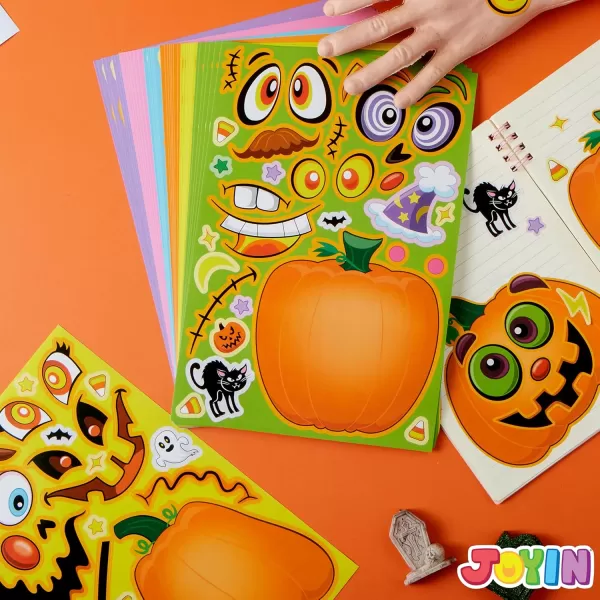 JOYIN 48 Pcs Halloween Pumpkin Stickers for Kids Halloween Party Favor Craft Party Supplies Funny Sticker Sheets with Different Pumpkin Design Classroom Activities Party Games Goodies Treat GiftsPumpkin Stickers