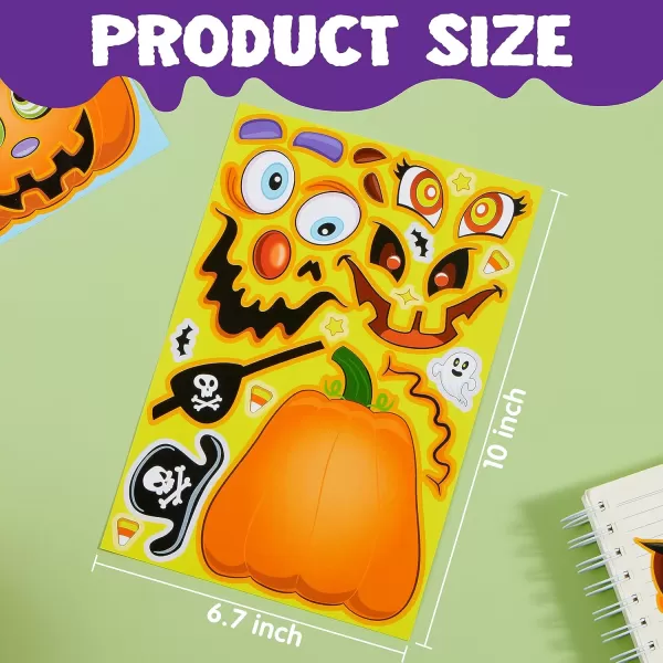 JOYIN 48 Pcs Halloween Pumpkin Stickers for Kids Halloween Party Favor Craft Party Supplies Funny Sticker Sheets with Different Pumpkin Design Classroom Activities Party Games Goodies Treat GiftsPumpkin Stickers