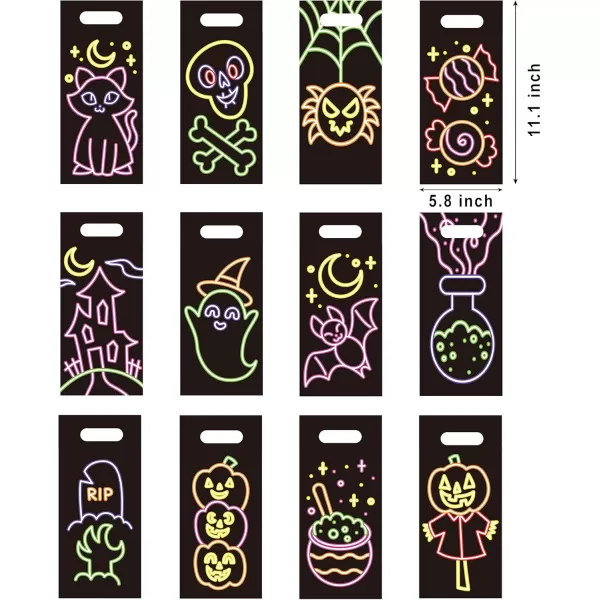 JOYIN 72 Pcs Halloween Candy Bag See Through Design with 12 Different Characters Halloween Treat Bag for Candy Bags Small Trick or Treat Bags Plastic Goodie Bags Halloween Party Favors