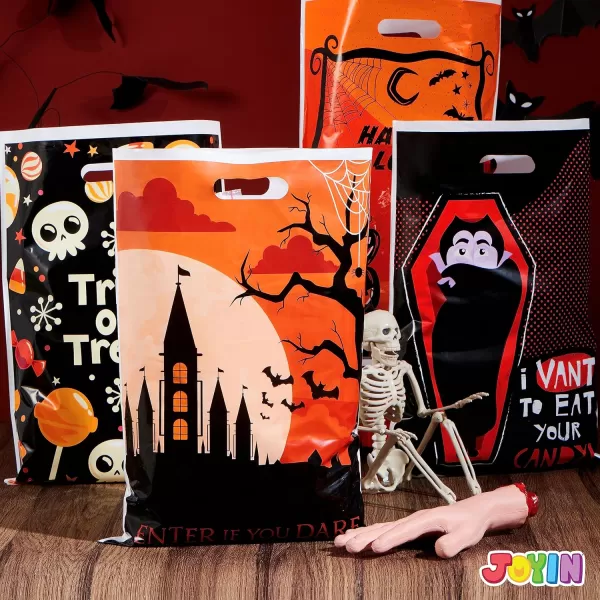 JOYIN 72 Pcs Halloween Candy Bags for Trick or Treating Plastic Goodie Bags Assorted for Halloween TrickorTreat Snacks Party Favors Event Party Favor Supplies Classroom Prizes