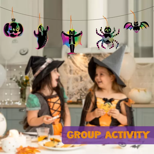 JOYIN 72 Pcs Halloween Rainbow Scratch Art Crafts for Kid Halloween Party Favors Scratch Paper for Party Supplies Classroom Activities Gifts Party Game Goodies Scratch Off Paper with 18 Designs