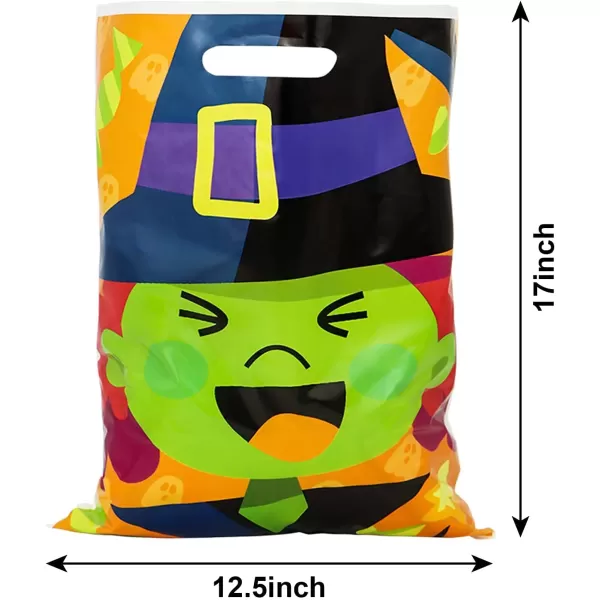 JOYIN 72 Pcs Halloween Treat Bags with 6 Designed Characters Halloween Plastic Goodie Bags Halloween Candy Bags Halloween Trick or Treat Bags for Halloween Snacks Stuffers Party Favor Supplies
