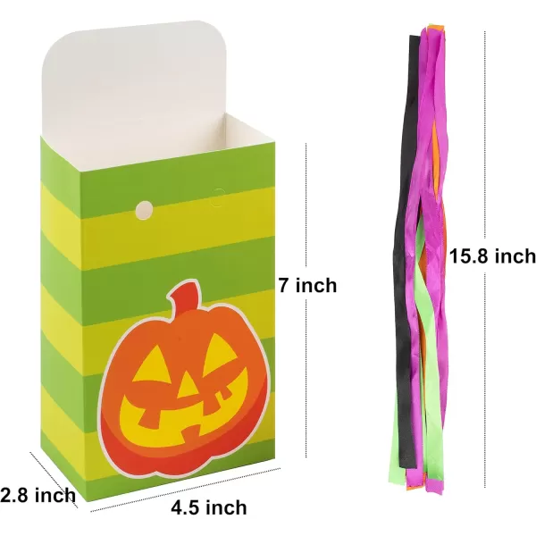 JOYIN Halloween Candy Bags Treat Boxes12 Pieces Halloween Paper Bags Trick or Treat Halloween Sweet Goodie Bags with Ribbon Halloween Party Favors Gift Bags