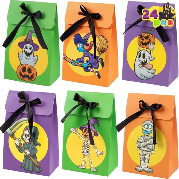 JOYIN 12 PCS Halloween Treat or Trick Paper Bags 6 Design Halloween Goodie Bags for Halloween Party Favor and Supplies Halloween Snack Candy Bags