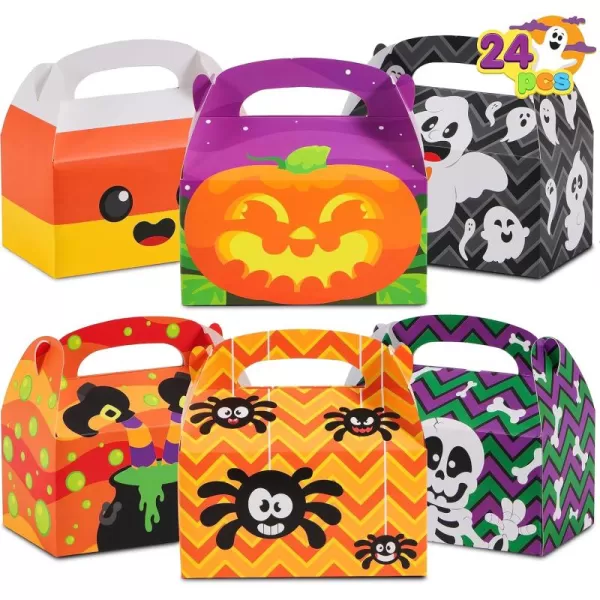 JOYIN 24 PCS Halloween Candy Boxes House Cardboard Goodie Boxes Cookies Goodie Bags for Trick or Treat Holiday Pastries Cupcakes Halloween Party Favor Supplies Halloween Decoration