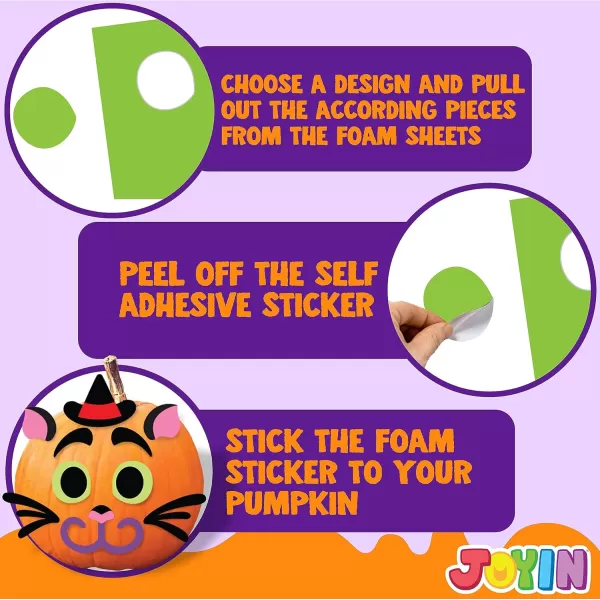 JOYIN 18 Packs Halloween Craft Foam Stickers Arts Activities Party Supplies Kids Party Favors Pumpkin Decorating Kit Jack O Lantern Face Stickers in 6 Designs Pumpkin Decor School Party GamesFunny