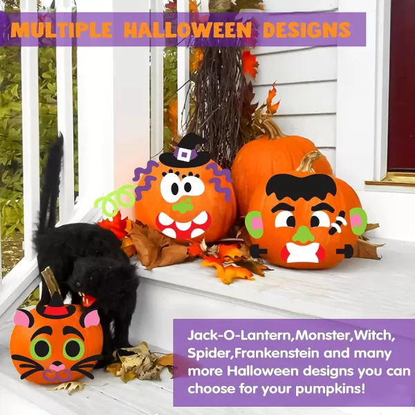 JOYIN 18 Packs Halloween Craft Foam Stickers Arts Activities Party Supplies Kids Party Favors Pumpkin Decorating Kit Jack O Lantern Face Stickers in 6 Designs Pumpkin Decor School Party GamesFunny