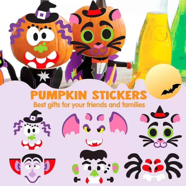 JOYIN 18 Packs Halloween Craft Foam Stickers Arts Activities Party Supplies Kids Party Favors Pumpkin Decorating Kit Jack O Lantern Face Stickers in 6 Designs Pumpkin Decor School Party GamesFunny