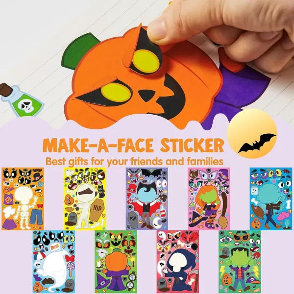 JOYIN 45 Pcs Halloween Make a Face Stickers Halloween Party Favor for Kids Halloween Art Craft Party Supplies Classroom Activities Goodies Party Games Sticker Sheets with Witch Vampire Designs