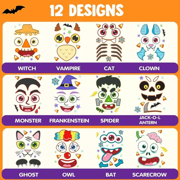 JOYIN 54 Pcs Halloween Pumpkin Stickers for Kids Party Supplies Halloween Party Favor JackOLantern Face Stickers with 12 Designs Pumpkin Decorating Craft Classroom Art Activities Party Game