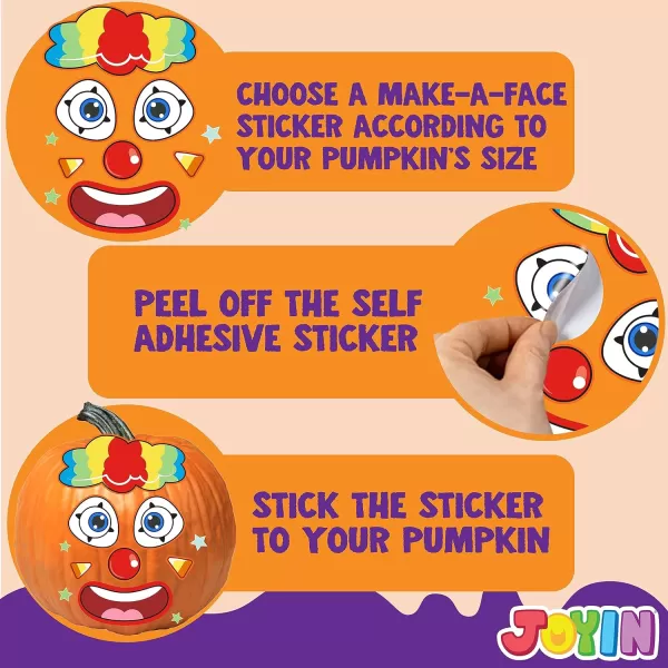JOYIN 54 Pcs Halloween Pumpkin Stickers for Kids Party Supplies Halloween Party Favor JackOLantern Face Stickers with 12 Designs Pumpkin Decorating Craft Classroom Art Activities Party Game