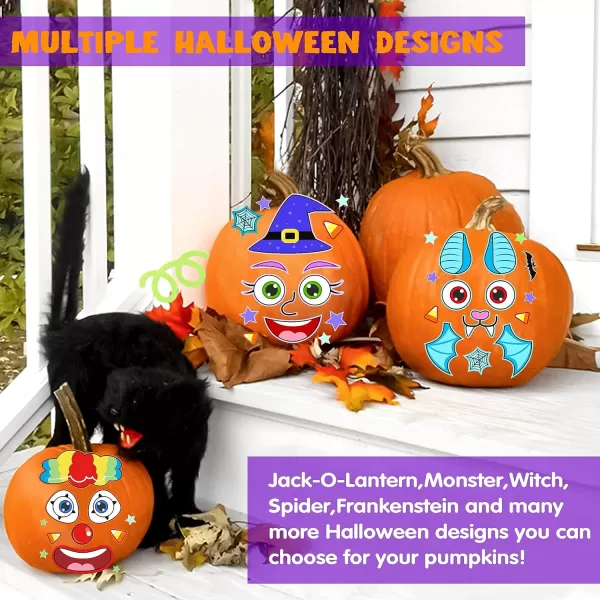 JOYIN 54 Pcs Halloween Pumpkin Stickers for Kids Party Supplies Halloween Party Favor JackOLantern Face Stickers with 12 Designs Pumpkin Decorating Craft Classroom Art Activities Party Game