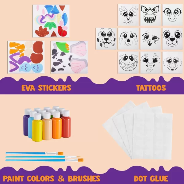 Klever Kits Halloween Pumpkin Decorating Kit Halloween Party Supplies Arts Crafts Party Favor for Kids DIY Pumpkin Painting Kit with 10 Animal Designs Coloring Craft Games Classroom Activities