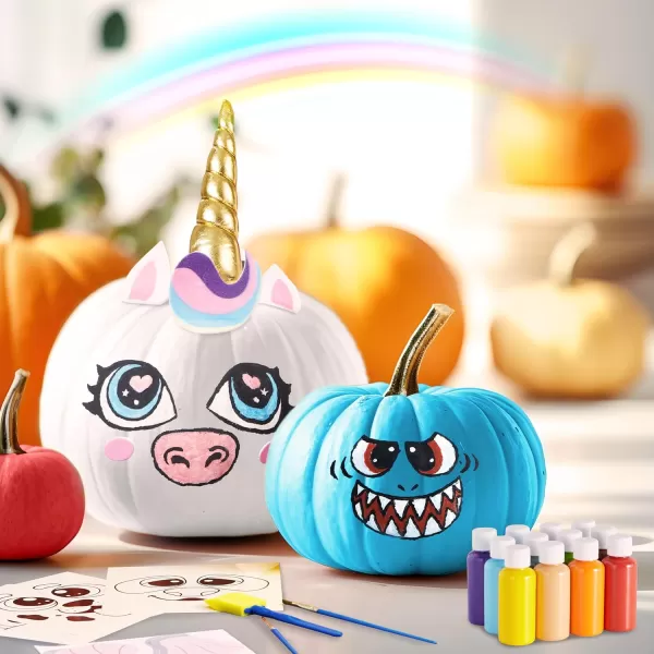 Klever Kits Halloween Pumpkin Decorating Kit Halloween Party Supplies Arts Crafts Party Favor for Kids DIY Pumpkin Painting Kit with 10 Animal Designs Coloring Craft Games Classroom Activities