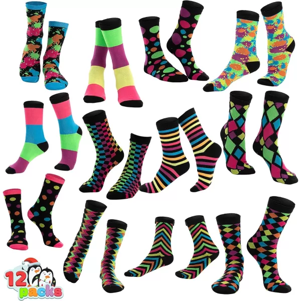 JOYIN 12 Pack Womens Socks Colorful Funky Paint Splash Patterned Crew Socks Funky Paintspalsh ampamp Colorblocks for Christmas Holiday or Birthday Gift