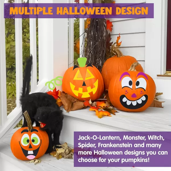 JOYIN 16 Packs Halloween Pumpkin Stickers Foam Craft Kit Halloween Party Favors for Kids Party Supplies Arts Activities Funny Pumpkin Decorating Stickers Jack O Lantern Stickers School Games GiftsFunny