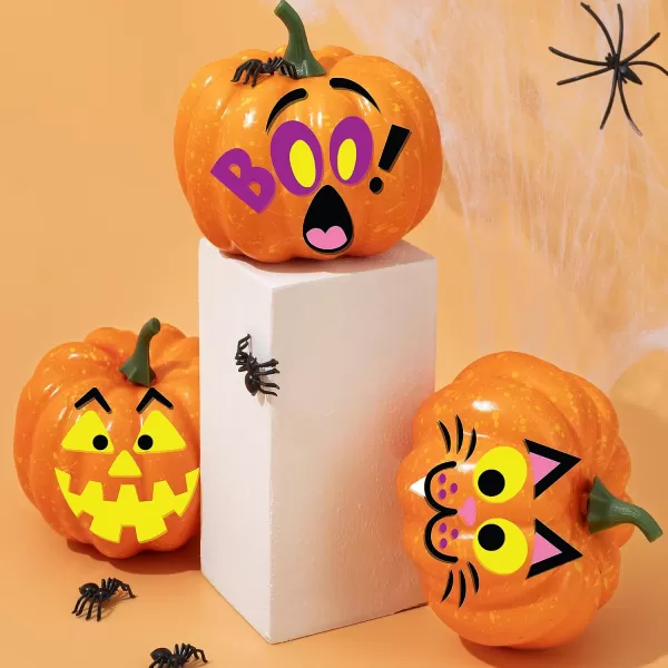 JOYIN 16 Packs Halloween Pumpkin Stickers Foam Craft Kit Halloween Party Favors for Kids Party Supplies Arts Activities Funny Pumpkin Decorating Stickers Jack O Lantern Stickers School Games GiftsCute