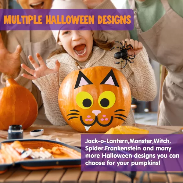 JOYIN 16 Packs Halloween Pumpkin Stickers Foam Craft Kit Halloween Party Favors for Kids Party Supplies Arts Activities Funny Pumpkin Decorating Stickers Jack O Lantern Stickers School Games GiftsCute