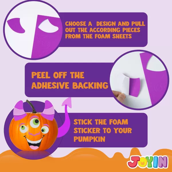JOYIN 16 Packs Halloween Pumpkin Stickers Foam Craft Kit Halloween Party Favors for Kids Party Supplies Arts Activities Funny Pumpkin Decorating Stickers Jack O Lantern Stickers School Games GiftsFunny