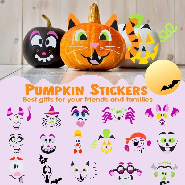 JOYIN 16 Packs Halloween Pumpkin Stickers Foam Craft Kit Halloween Party Favors for Kids Party Supplies Arts Activities Funny Pumpkin Decorating Stickers Jack O Lantern Stickers School Games GiftsFunny