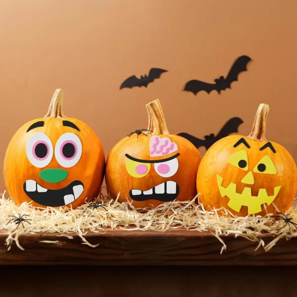 JOYIN 16 Packs Halloween Pumpkin Stickers Foam Craft Kit Halloween Party Favors for Kids Party Supplies Arts Activities Funny Pumpkin Decorating Stickers Jack O Lantern Stickers School Games GiftsCute
