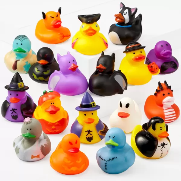 JOYIN 18 PCS Halloween Rubber Ducks Halloween Ducks for Halloween Goodie Bag Fillers Rubber Duckies Baby Bath Toys for Halloween Party Favors Decorations School Classroom Game Prizes