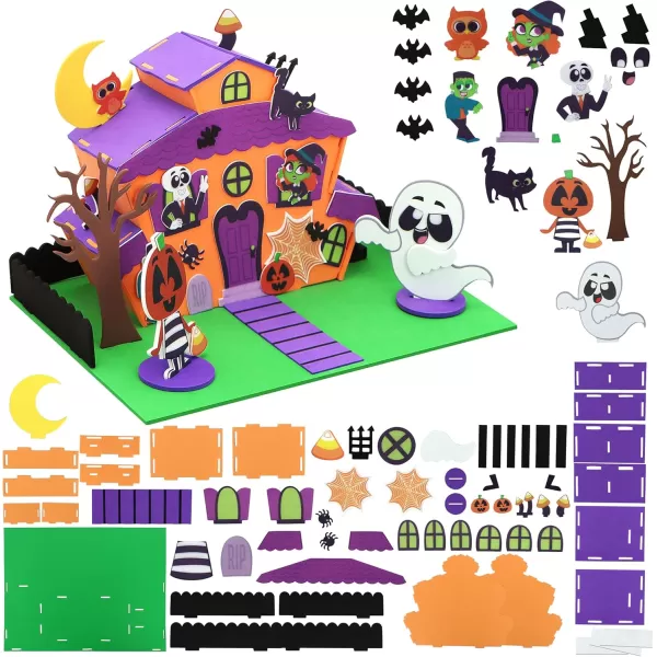 JOYIN 2 Pack Halloween Foam Haunted House Craft Kit Party Favors for Kids Halloween Art and Craft DIY Kits 3D Halloween Tree House and Pumpkin Haunted House School Activities Game Party Decoration