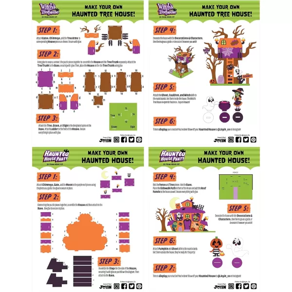 JOYIN 2 Pack Halloween Foam Haunted House Craft Kit Party Favors for Kids Halloween Art and Craft DIY Kits 3D Halloween Tree House and Pumpkin Haunted House School Activities Game Party Decoration