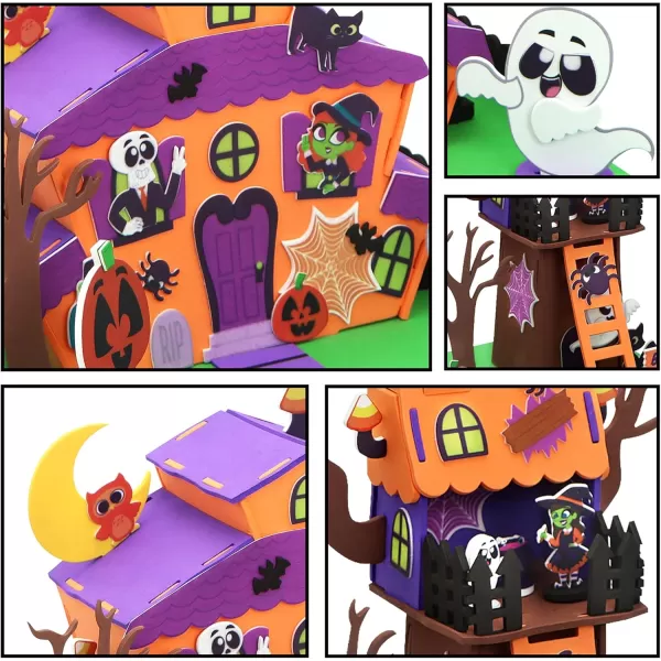 JOYIN 2 Pack Halloween Foam Haunted House Craft Kit Party Favors for Kids Halloween Art and Craft DIY Kits 3D Halloween Tree House and Pumpkin Haunted House School Activities Game Party Decoration