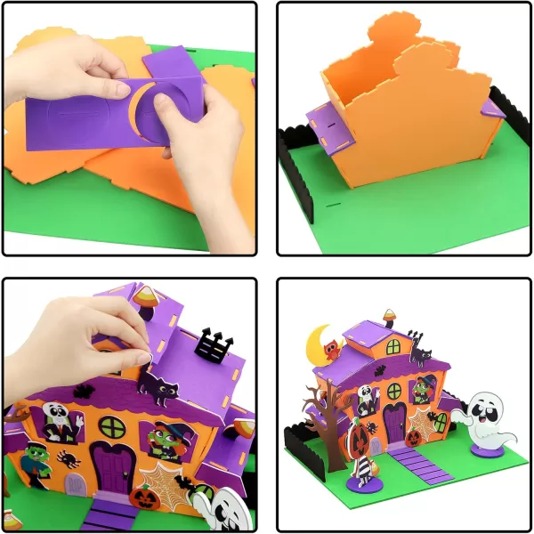JOYIN 2 Pack Halloween Foam Haunted House Craft Kit Party Favors for Kids Halloween Art and Craft DIY Kits 3D Halloween Tree House and Pumpkin Haunted House School Activities Game Party Decoration