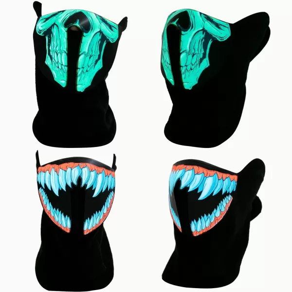 JOYIN 2 Pack Halloween LightUp Mask Scary LED Mask for Halloween Costume Dressup Accessories Halloween Parties Festival Cosplay Photo Shoot School EventsHorror Theme Parties Green and Blue