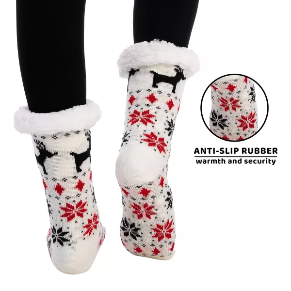 JOYIN 2 Pack Womens Fleece Lining Fuzzy Soft Slipper Socks Soft Premium Fleece Crew Socks for Winter ChristmasRed and White