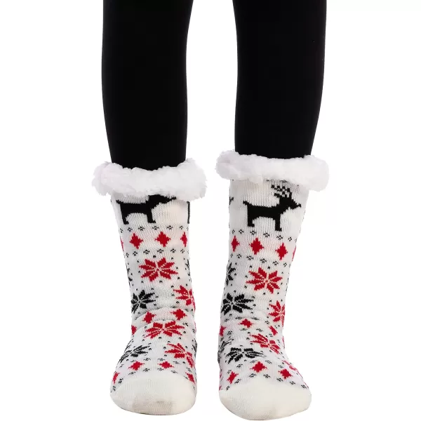 JOYIN 2 Pack Womens Fleece Lining Fuzzy Soft Slipper Socks Soft Premium Fleece Crew Socks for Winter ChristmasRed and White