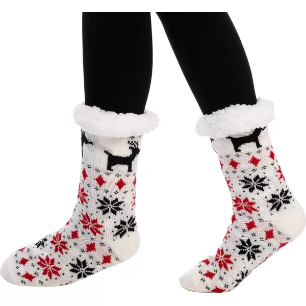 JOYIN 2 Pack Womens Fleece Lining Fuzzy Soft Slipper Socks Soft Premium Fleece Crew Socks for Winter ChristmasRed and White