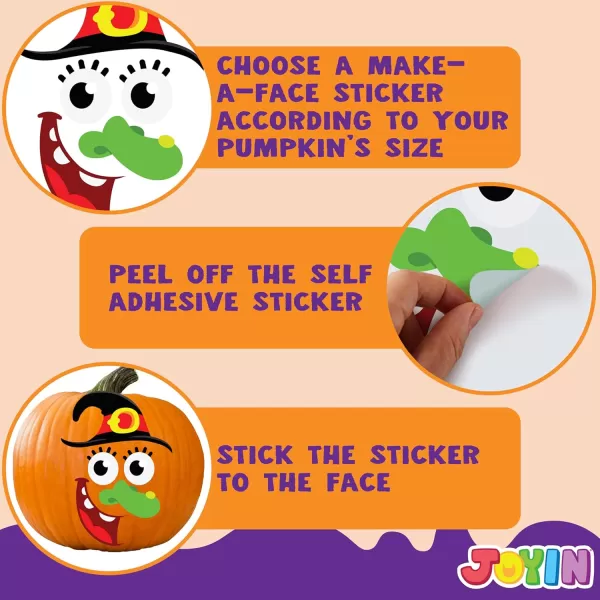 JOYIN 20 Pcs Halloween Pumpkin Decorating Stickers Halloween Party Favor for Kid Art Craft Party Supplies JackOLantern Face Sticker Sheets in 12 Designs Classroom Activities Treat Games Goodies