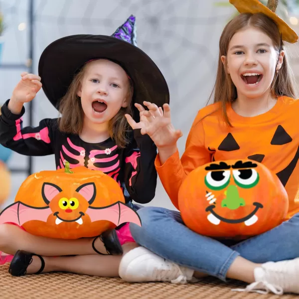 JOYIN 20 Pcs Halloween Pumpkin Decorating Stickers Halloween Party Favor for Kid Art Craft Party Supplies JackOLantern Face Sticker Sheets in 12 Designs Classroom Activities Treat Games Goodies