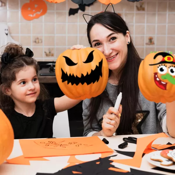 JOYIN 20 Pcs Halloween Pumpkin Decorating Stickers Halloween Party Favor for Kid Art Craft Party Supplies JackOLantern Face Sticker Sheets in 12 Designs Classroom Activities Treat Games Goodies