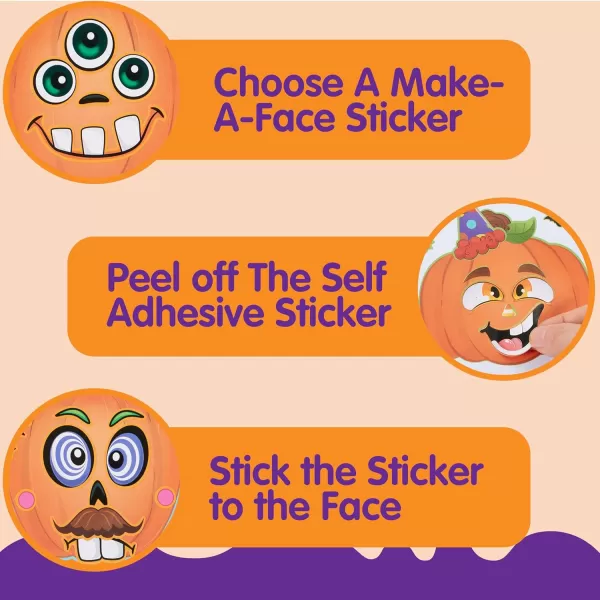 JOYIN 24 Pcs Halloween Pumpkin Decorating Stickers Party Favor for Kids Halloween Art Crafts Party Supplies Pumpkin Face Sticker with 8 Designs Halloween Treats Classroom Activities Games