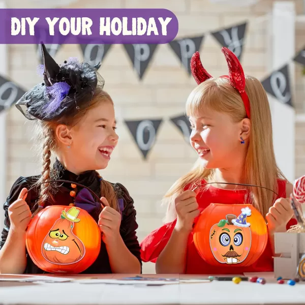 JOYIN 24 Pcs Halloween Pumpkin Decorating Stickers Party Favor for Kids Halloween Art Crafts Party Supplies Pumpkin Face Sticker with 8 Designs Halloween Treats Classroom Activities Games