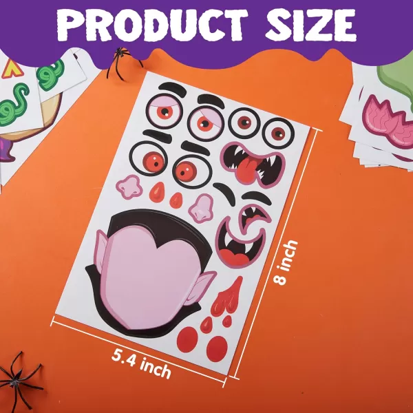JOYIN 30 Pcs Halloween Make a Face Stickers for Kids Halloween Party Favor Party Craft Supplies Fall Sticker Sheets with 6 Different Facial Expression Classroom Art Activities Treat Games Goodies