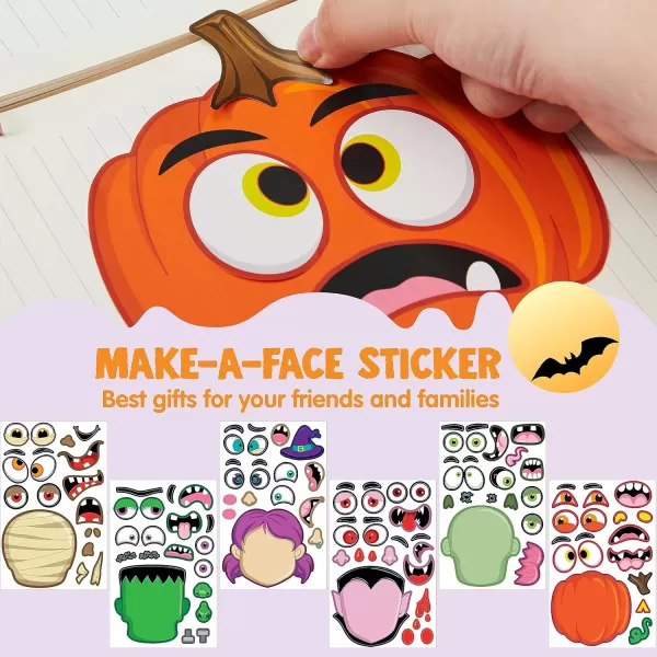 JOYIN 30 Pcs Halloween Make a Face Stickers for Kids Halloween Party Favor Party Craft Supplies Fall Sticker Sheets with 6 Different Facial Expression Classroom Art Activities Treat Games Goodies