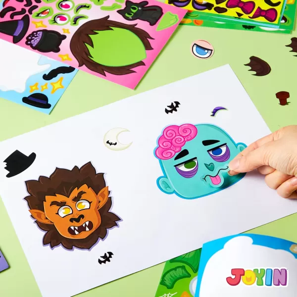 JOYIN 36 PCS Makeaface Sticker Sheets Make Your Own Halloween Characters Mix and Match Sticker Sheets with Vampire Witch Frankenstein Ghost and more Halloween Kids Party Favor Supplies CraftFace Stickers